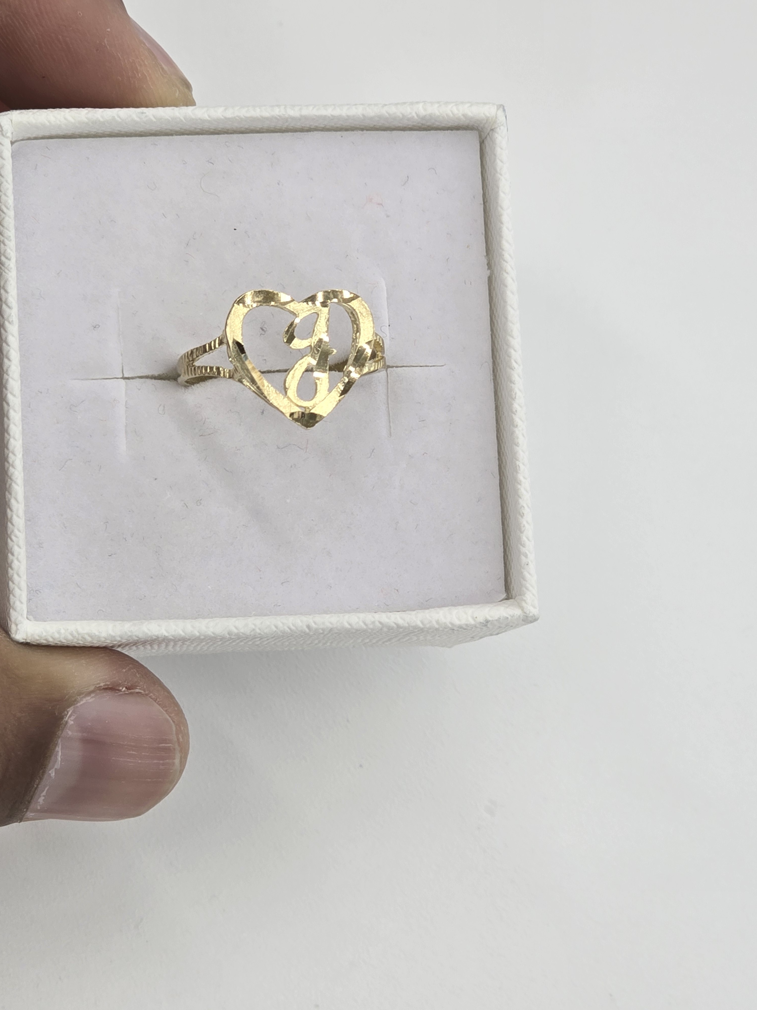 10kt Real Gold Heart Letter J Ring For Women